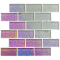 Pearl gloss mosaic radiance iridescent glass mosaic tiles with crackled marble finish in purple pink and blue shades