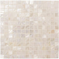 Ivory-colored square pearl shell mosaic tile made of mother-of-pearl with a subtle iridescent sheen