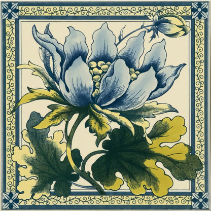Peony Single Tile on County White