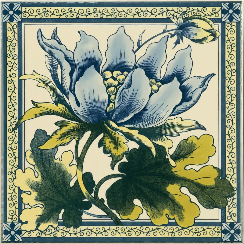 Peony Single Tile on County White
