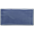 A rectangular glossy blue ceramic tile with softly rounded edges called periwinkle half tile