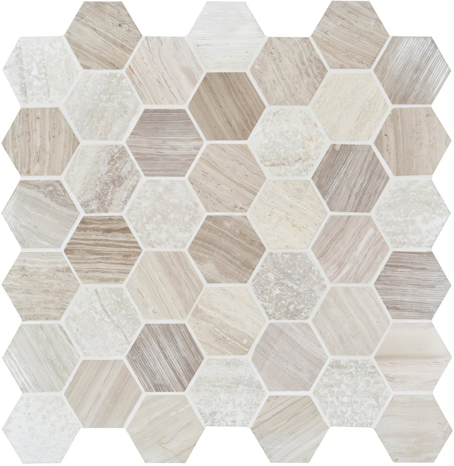 Perla Large Hexagon Stone Mosaic