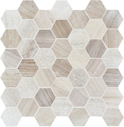 Perla Large Hexagon Stone Mosaic