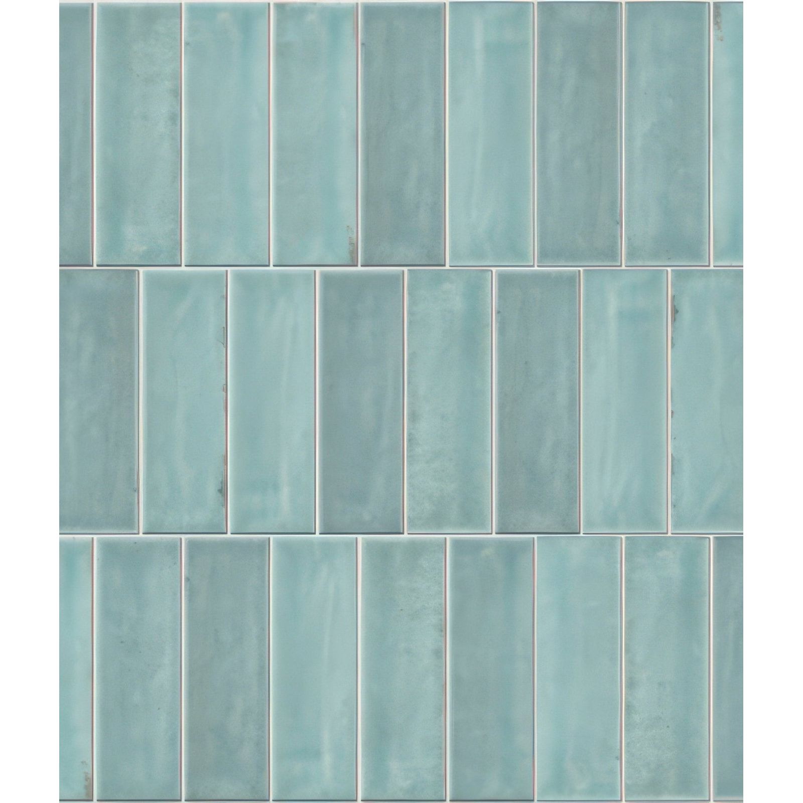 Teal rectangular glass mosaic tiles with a subtle matte finish from petite porcelain gloss sky collection