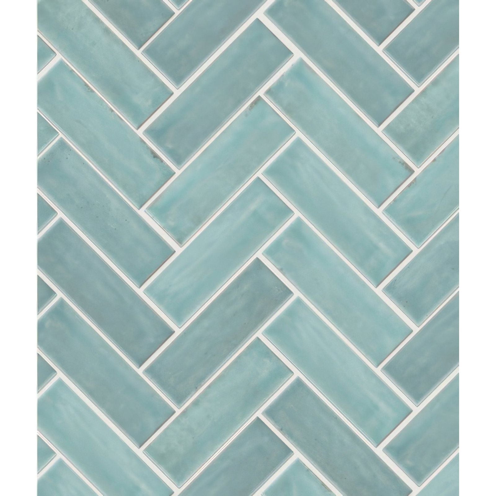 Teal herringbone patterned petite porcelain gloss sky glass mosaic tile for decorative wall and backsplash use