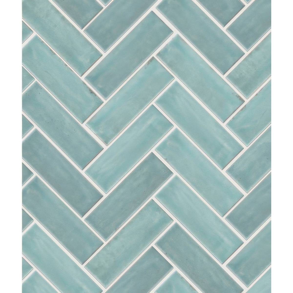 Teal herringbone patterned petite porcelain gloss sky glass mosaic tile for decorative wall and backsplash use