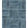 Blue-gray petite porcelain matt rectangular tiles arranged in a herringbone pattern for flooring or walls