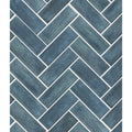 Blue-gray petite porcelain matt ceramic tiles with herringbone pattern and textured matte finish