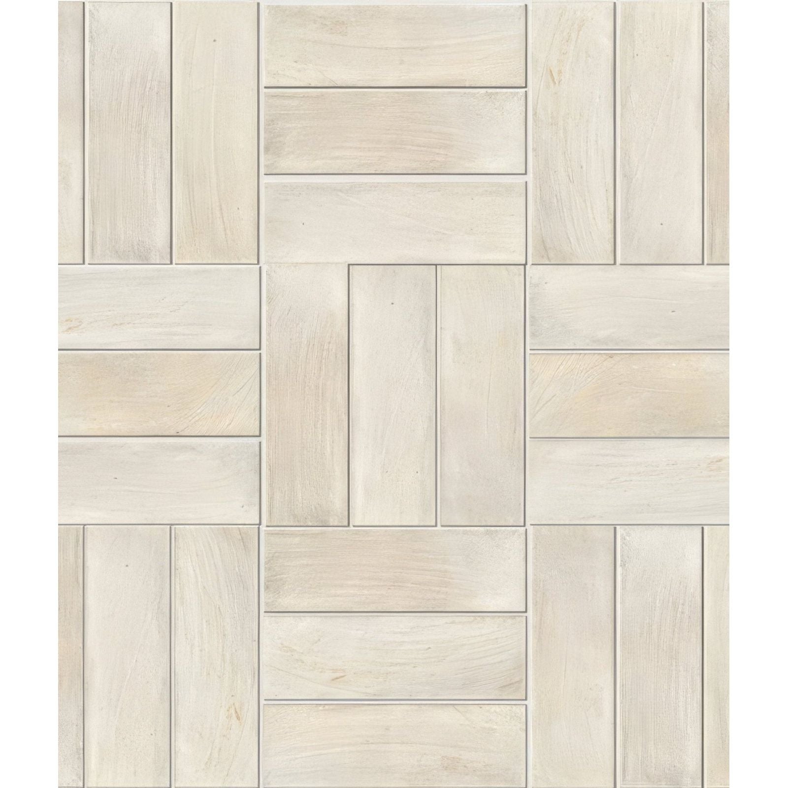 Beige wood-effect mosaic tile in herringbone pattern porcelain matt cotto light ideal for flooring and walls