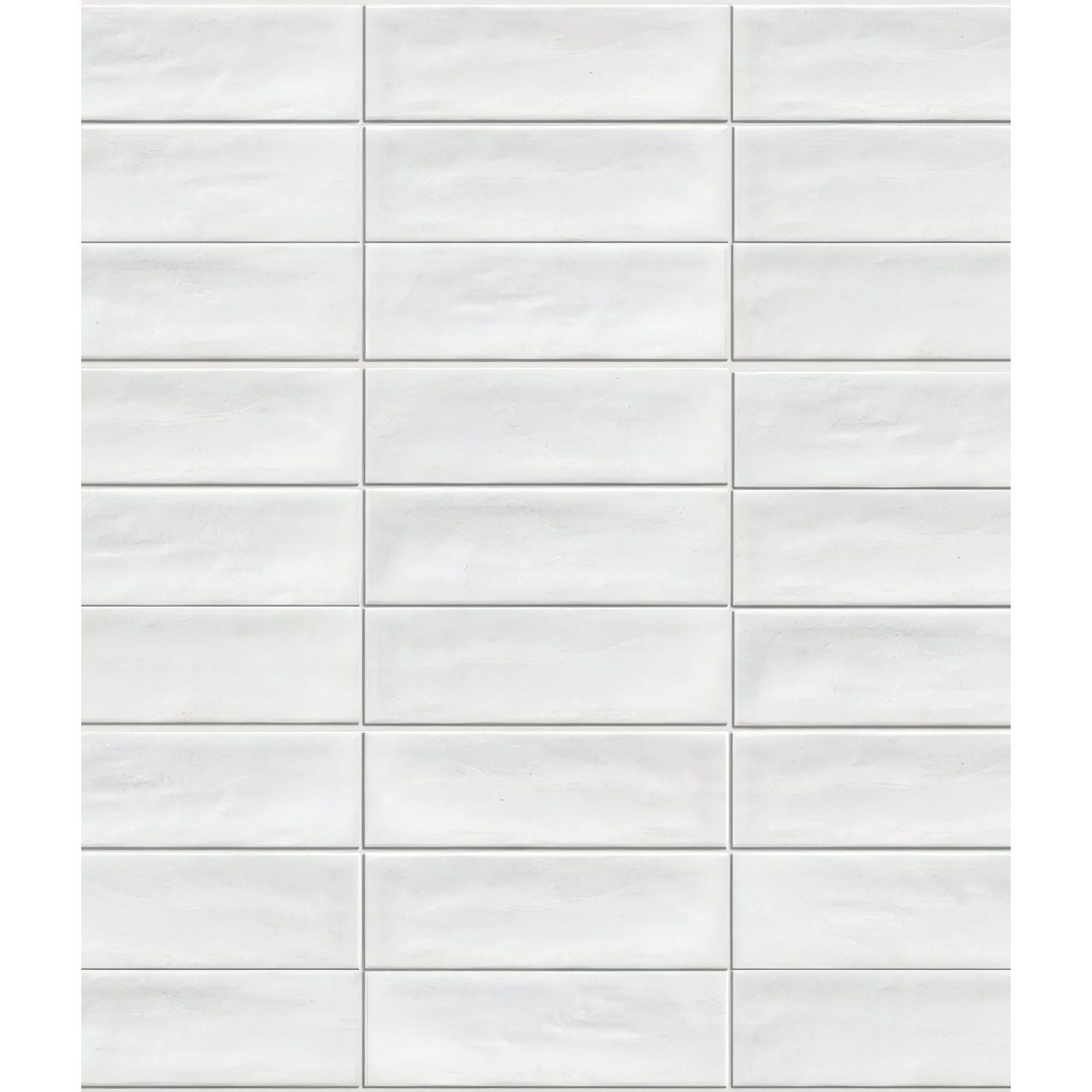 Petite porcelain matt white white rectangular ceramic tiles with subtle matte finish arranged in a grid pattern