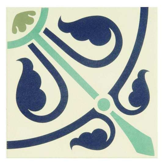Phoenician Dublin, Dark Blue and Dark Jade on White - alternate view