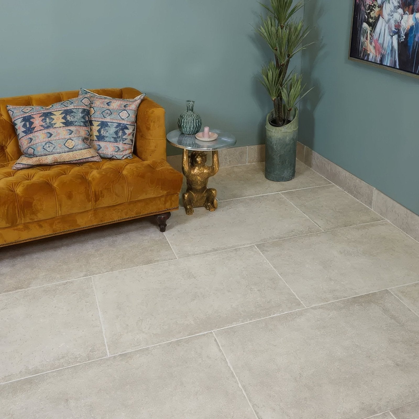Beige pierre porcelain gris floor tiles with stone effect and subtle textured finish for stylish interior flooring