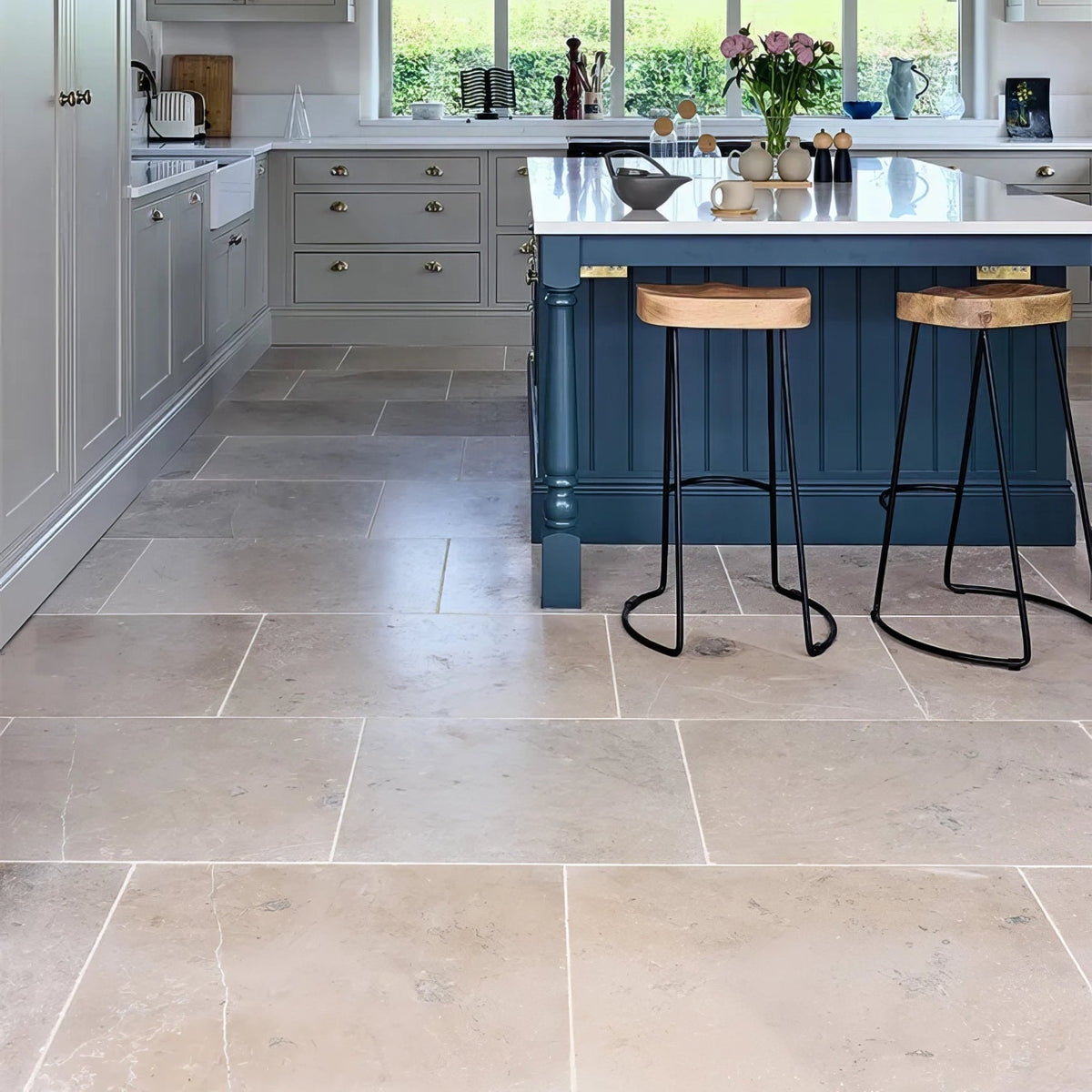 Pimlico Limestone Tumbled Finish in a kitchen setting