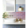 Iridescent pastel-colored subway tile backsplash pink frost brick radiance with gradient soft pinks purples and blues