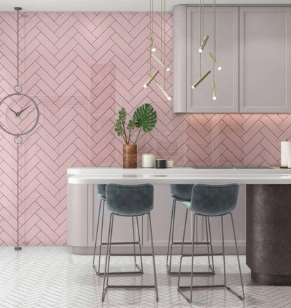 Pink Herringbone Shower Panel