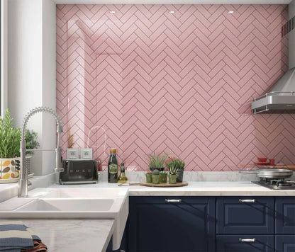 Pink Herringbone Shower Panel