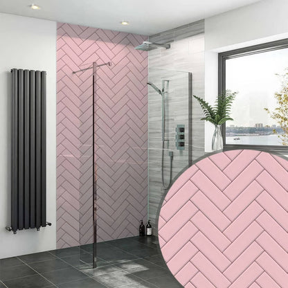 Pink Herringbone Shower Panel