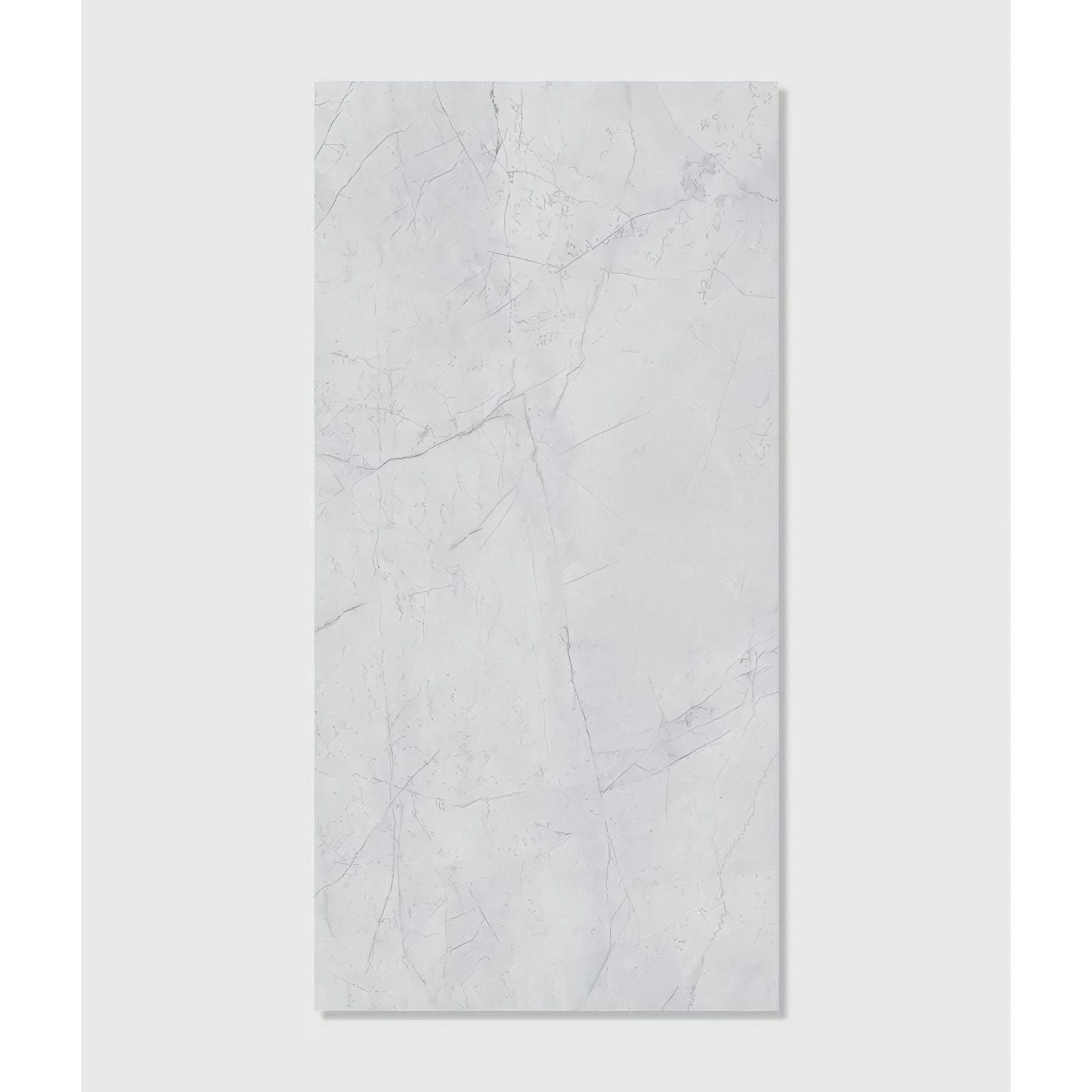 White marble effect rectangular pisa minerale pure gloss click tile with subtle gray veining for flooring and walls