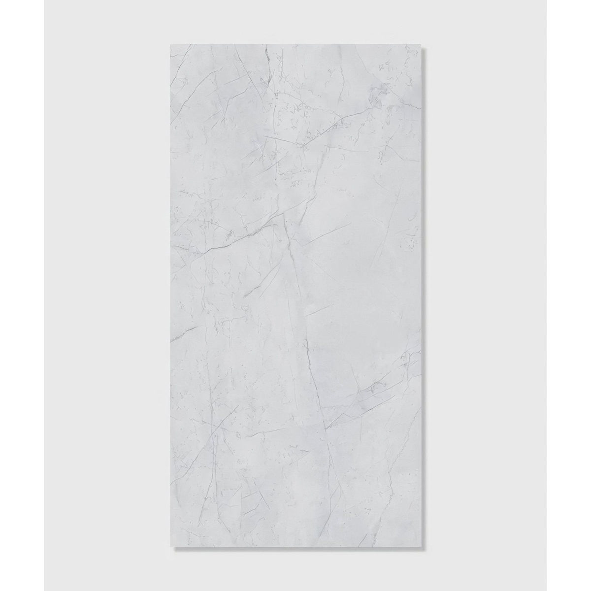 White marble effect rectangular pisa minerale pure gloss click tile with subtle gray veining for flooring and walls