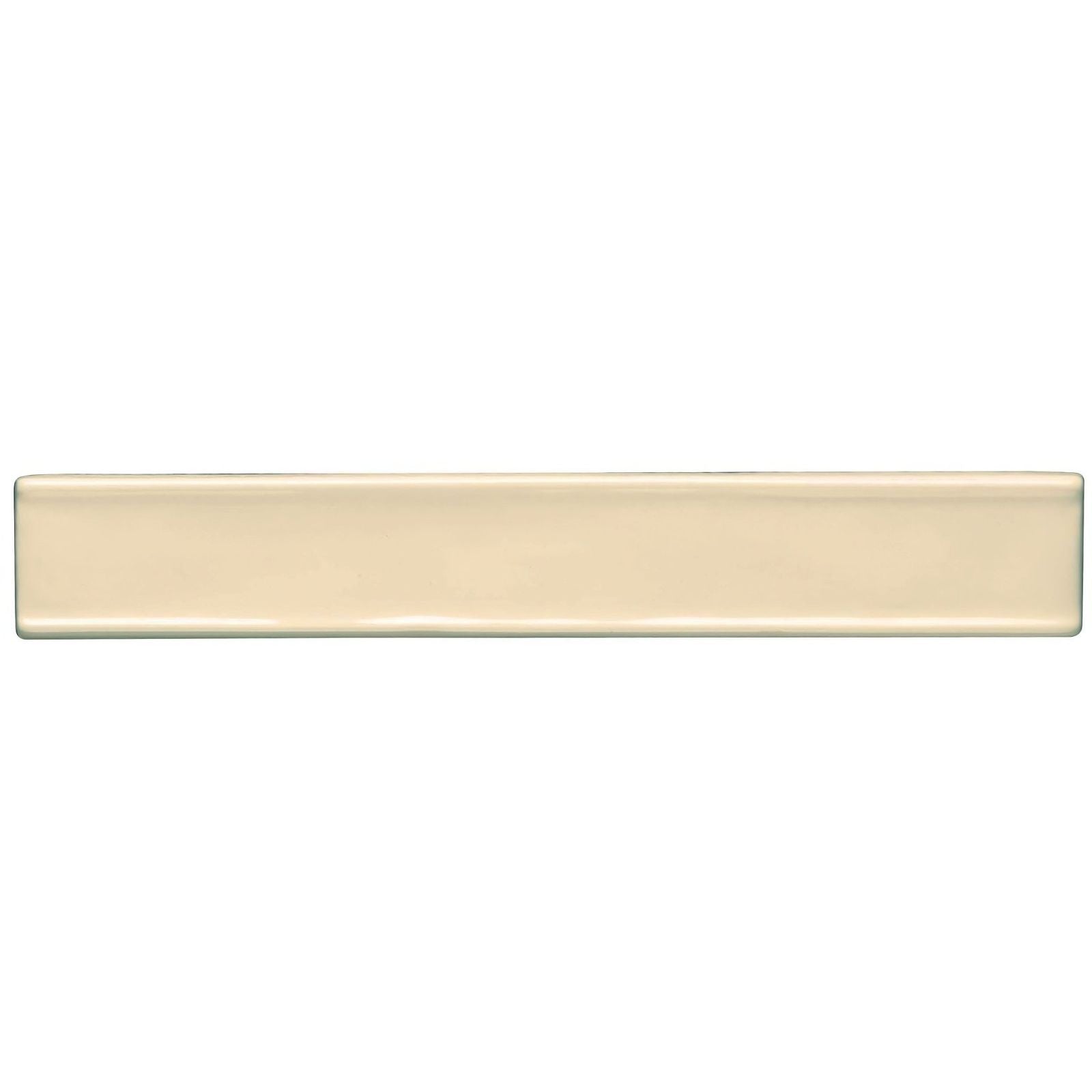 Cream-colored rectangular ceramic plain bug border tile with smooth glossy finish