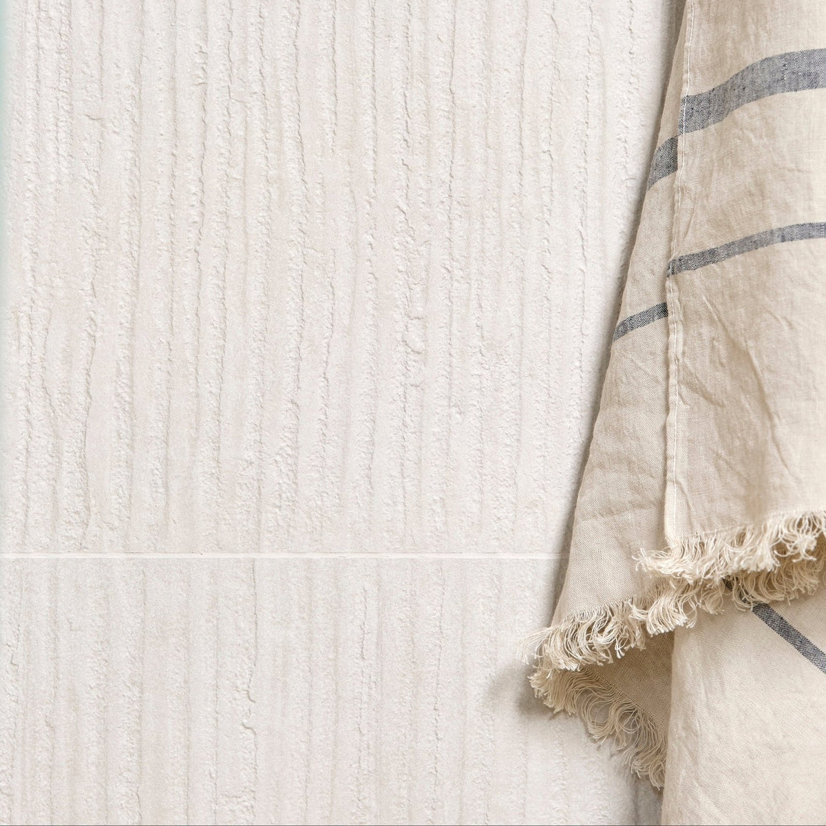Plastercraft Linea Mano Porcelain Ecru Textured cream ridged porcelain wall tile