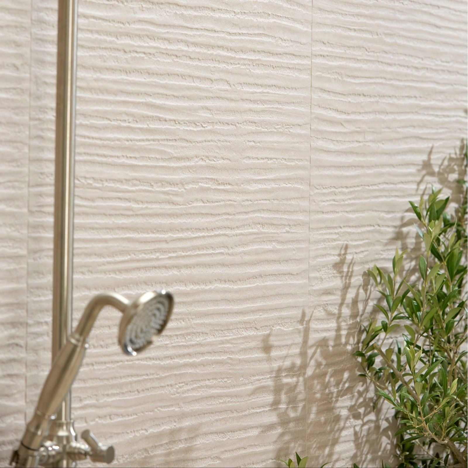 Plastercraft linea mano porcelain mink textured white wall tiles with subtle wavy pattern and textured finish