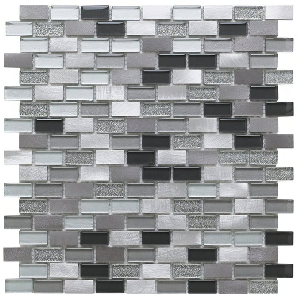 Lancer 139 Glass/Metal Mix Mini Brick Mosaic 15x30mm