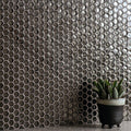 Dark gray hexagonal glass mosaic tile wall from poona glass mosaic collection for stylish interior design
