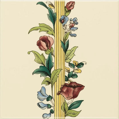 Poppy And Wheatsheaf Border (with wheat) On County White Ceramic Wall Tile – thumbnail 2