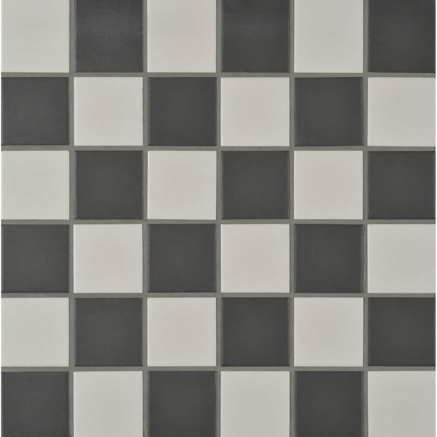 Porcelain Square White & Black shown as flooring