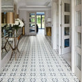 Brompton porcelain borough floor tiles with white and black star pattern classic geometric design