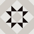 Brompton porcelain borough tile with geometric black white and gray central star pattern for flooring and walls