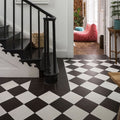 Black and white checkered brompton porcelain field liquorice floor tiles made of durable porcelain for stylish flooring