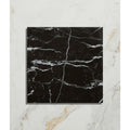 Butler porcelain marquina black marble tile with striking white veining for elegant flooring and wall accents