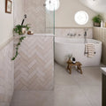 White freestanding porcelain bathtub dorset with curved design and chrome fixtures in 80 x 80cm size