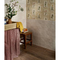 Hammam Ceramic Bone tiles in a styled interior with a wooden stool