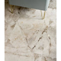 Beige and gray marble-effect illusion Shangri La porcelain polished floor tiles with a glossy finish