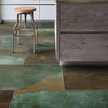 Industry porcelain matt floor tiles with green and brown distressed concrete effect in porcelain material