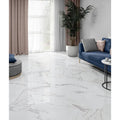 White marble-effect porcelain gloss floor tiles with elegant gray veining from kensington collection