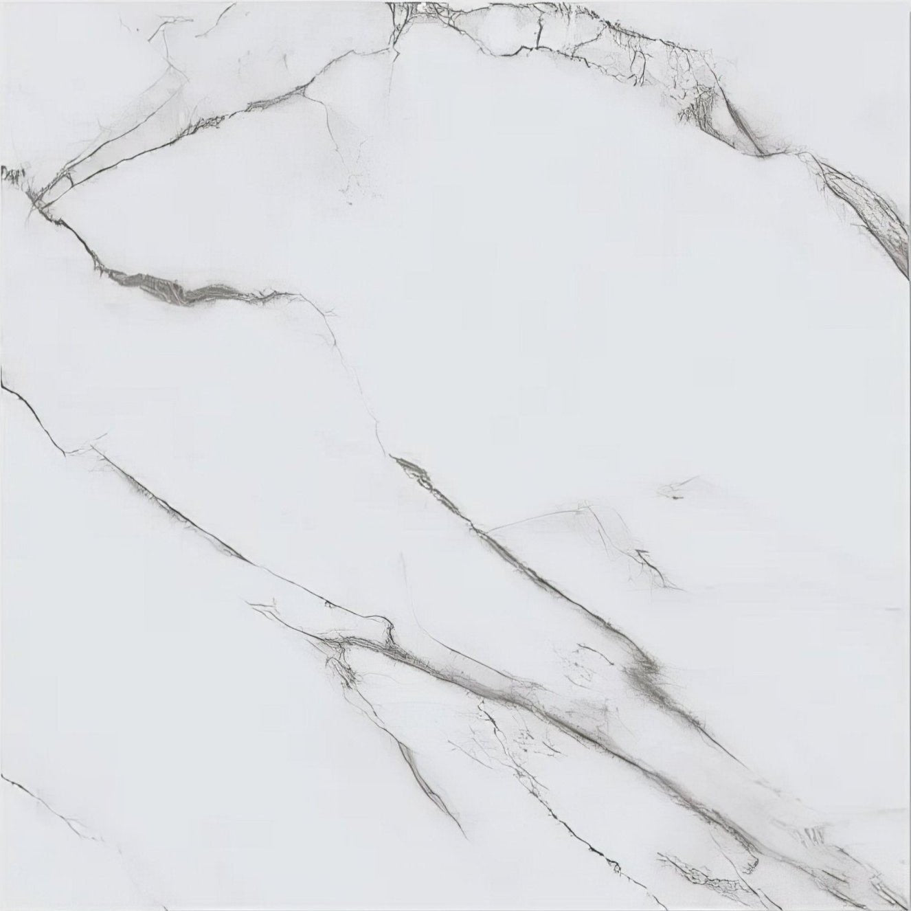 White marble-effect porcelain tile with subtle gray veining kensington matt finish 60 x 60cm
