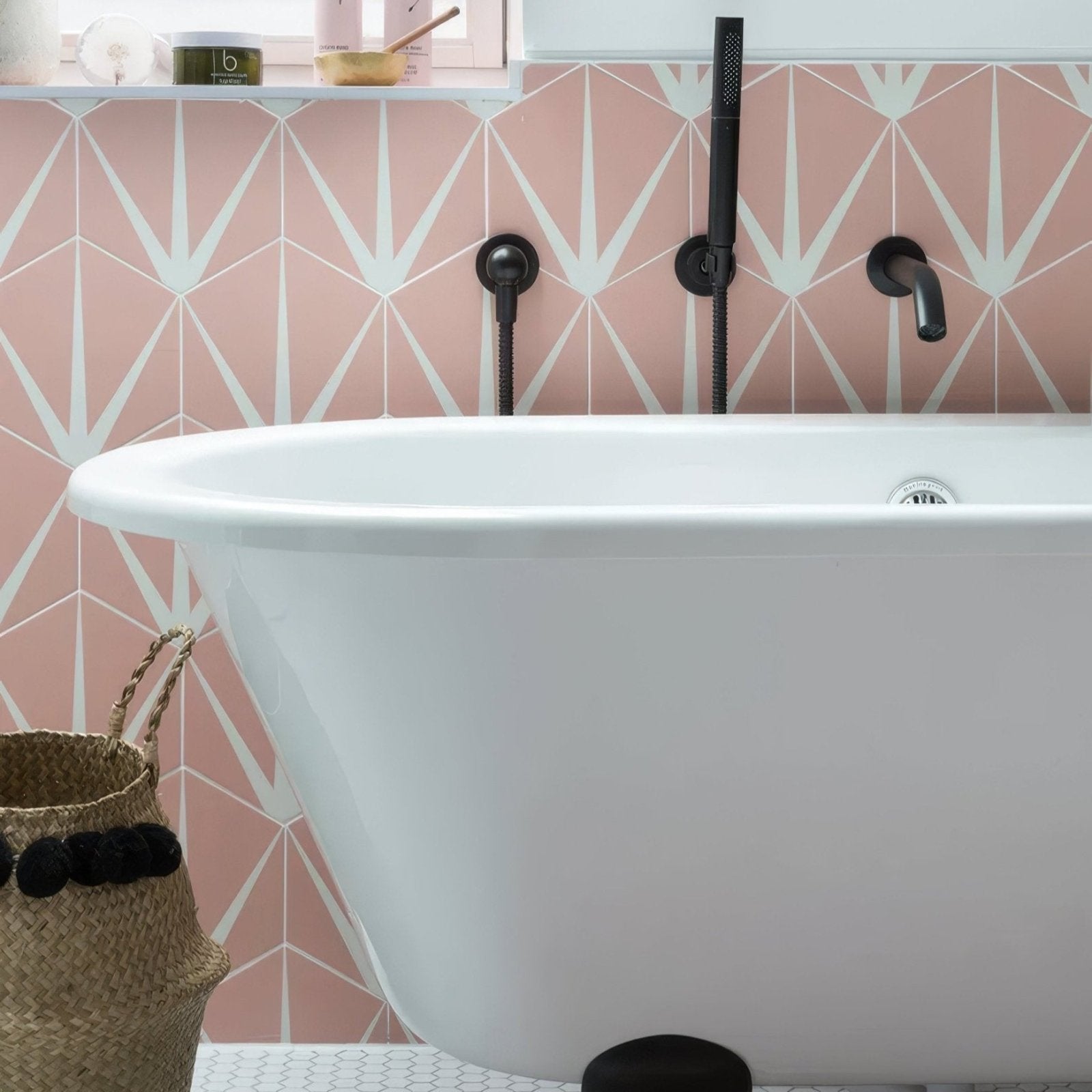 Lily Pad Porcelain Bubblegum in a bathroom setting (2)