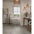 White freestanding porcelain bathtub with sleek modern curves and matte finish Loft Porcelain Grey 120 x 60cm