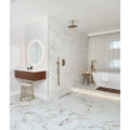 Muscat wall ceramic white marble-patterned bathroom tiles with subtle gray veining for elegant wall decor