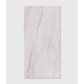 A sleek rectangular white marble-effect porcelain matt tile with subtle gray veining mystery white 59.5 x 120cm