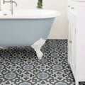 Light blue Orleans Ceramic Matt clawfoot bathtub with white porcelain feet and silver faucet for bathroom use