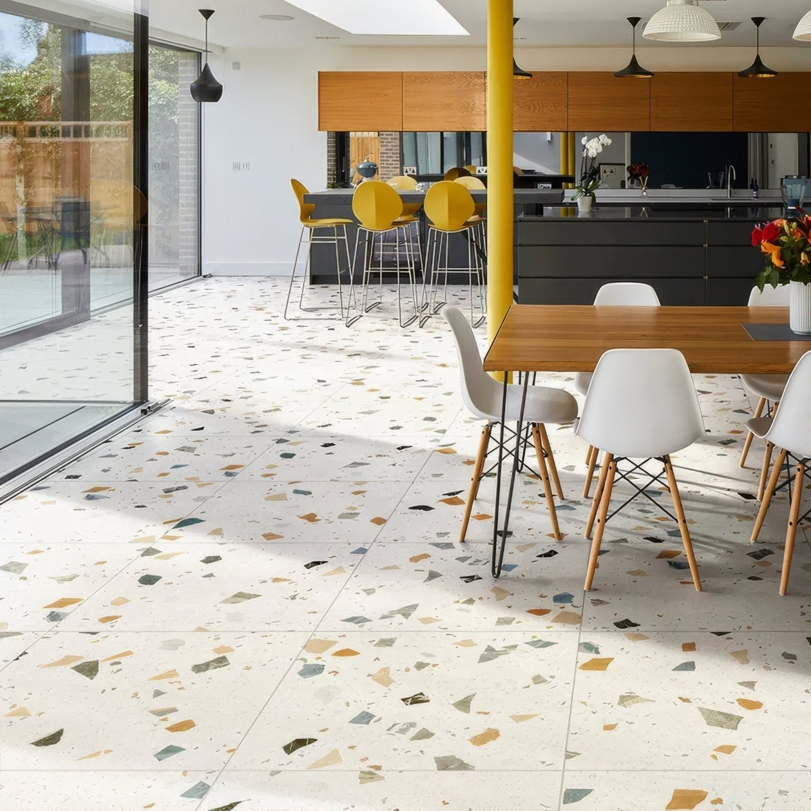 Piazza Porcelain Geo Pearl as a kitchen splashback