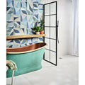 Teal copper bathtub with polished interior and vintage design from the rio porcelain collection