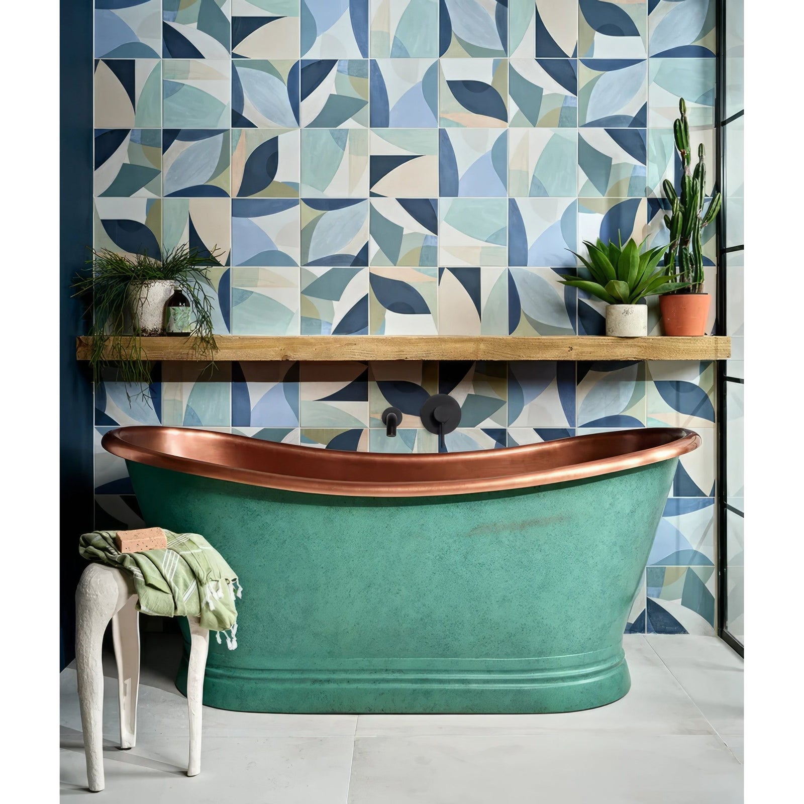 Rio Porcelain Wall & Floor Tile 22.5x22.5cm in a bathroom setting