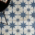 Spitalfields Ceramic Retro Star Blue – floor tile detail