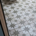 Spitalfields Ceramic Retro Star Sage – floor tile detail